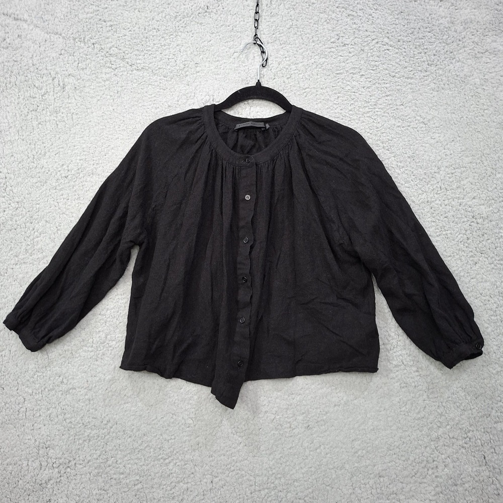 Jenni Kayne Willow Blouse XS Top Wool Blend Button Up Oversize Boxy Lagenlook